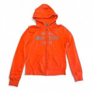 HOLLISTER Y2K Sweatshirt Full Zip Hooded Orange Blue Junior’s Size M